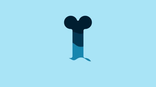 Blue Dog bone icon isolated on blue background. Pets food symbol. 4K Video motion graphic animation. - Πλάνα, βίντεο