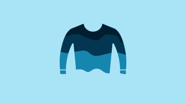 Blue Sweater icon isolated on blue background. Pullover icon. 4K Video motion graphic animation. - Imágenes, Vídeo
