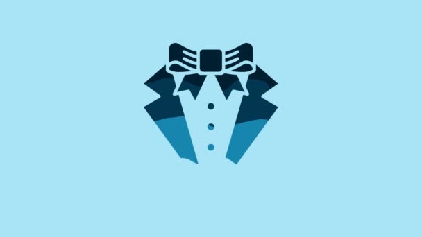 Blue Suit icon isolated on blue background. Tuxedo. Wedding suits with necktie. 4K Video motion graphic animation. - Кадры, видео