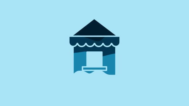 Blue Ticket box office icon isolated on blue background. Ticket booth for the sale of tickets for attractions and sports. 4K Video motion graphic animation. - Кадры, видео