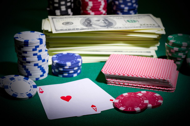 Dollars cards and chips - Foto, imagen