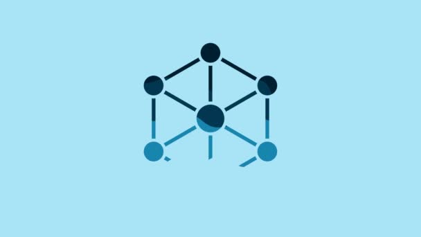 Ікона Blue Blockchain ізольована на синьому фоні. Дані про криптовалюту. Абстрактний геометричний блоковий мережевий бізнес. 4K Відеографічна анімація. - Кадри, відео