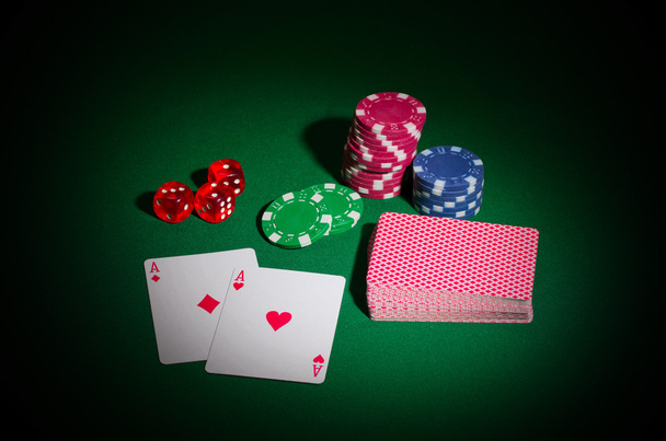Playing chips dices and cards - Foto, Imagem