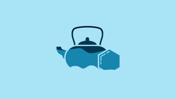 Синій чайник з медовою іконою ізольовано на синьому фоні. Солодка натуральна їжа. 4K Відео рух графічна анімація
. - Кадри, відео