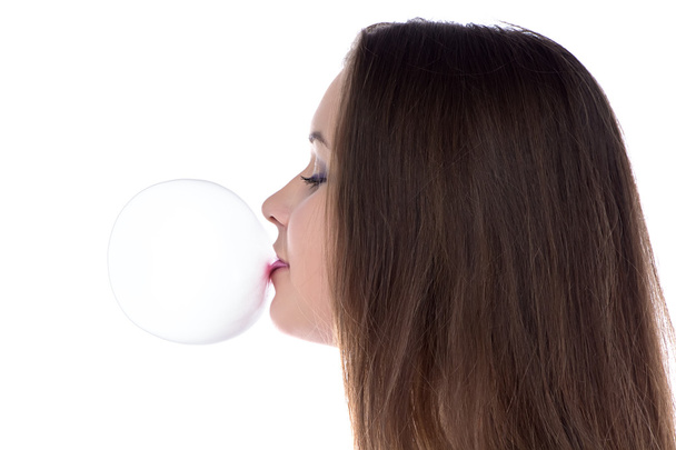 adolescente inflando a bolha
 - Foto, Imagem