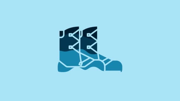 Blue Boots icon isolated on blue background. 4K Video motion graphic animation. - Séquence, vidéo
