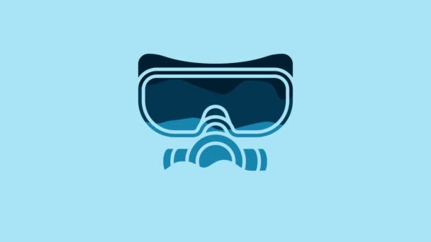 Blue Diving mask icon isolated on blue background. Extreme sport. Sport equipment. 4K Video motion graphic animation. - Felvétel, videó