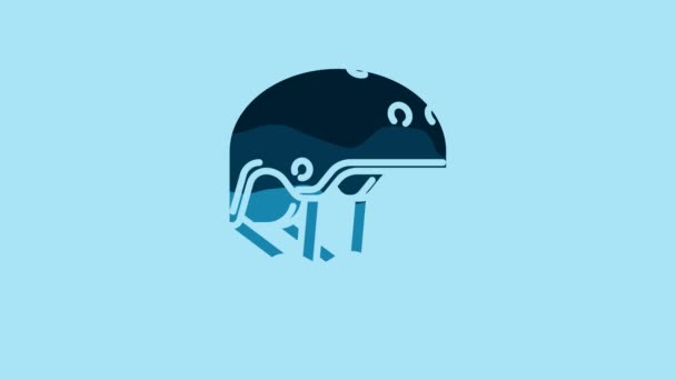 Blue Helmet icon isolated on blue background. Extreme sport. Sport equipment. 4K Video motion graphic animation. - Video