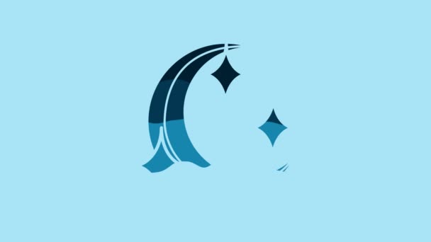 Blue Moon and stars icon isolated on blue background. 4K Video motion graphic animation. - Video, Çekim