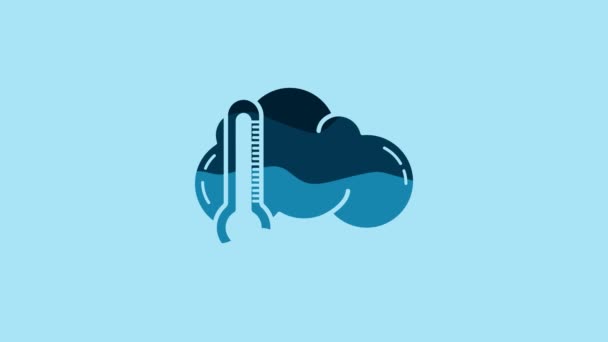 Blue Thermometer and cloud icon isolated on blue background. 4K Video motion graphic animation. - Filmmaterial, Video