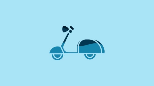 Blue Scooter icon isolated on blue background. 4K Video motion graphic animation. - Video, Çekim