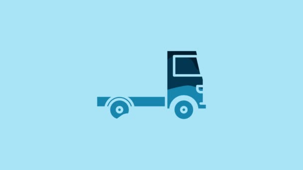 Blue Delivery cargo truck vehicle icon isolated on blue background. 4K Video motion graphic animation. - Video