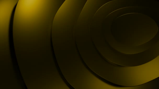 Gele achtergrond gemaakt in computer graphics. Ontwerp. Kleine cirkels die met elkaar verbonden zijn en rond draaien. Hoge kwaliteit 4k beeldmateriaal - Video