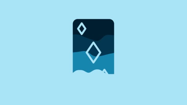 Blue Playing card with diamonds symbol icon isolated on blue background. Casino gambling. 4K Video motion graphic animation. - Séquence, vidéo