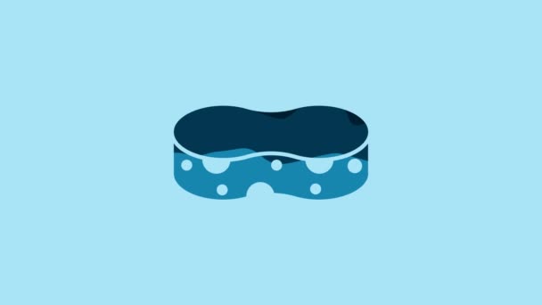 Blue Sponge icon isolated on blue background. Wisp of bast for washing dishes. Cleaning service concept. 4K Video motion graphic animation. - Séquence, vidéo