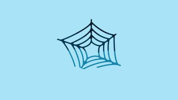 Blue Spider web icon isolated on blue background. Cobweb sign. Happy Halloween party. 4K Video motion graphic animation. - Felvétel, videó