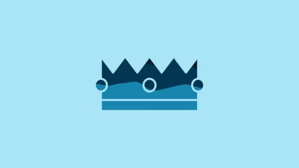 Blue Crown icon isolated on blue background. 4K Video motion graphic animation. - Imágenes, Vídeo
