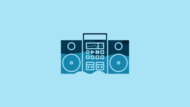Blue Home stereo with two speakers icon isolated on blue background. Music system. 4K Video motion graphic animation. - Πλάνα, βίντεο