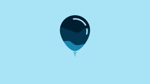 Blue Balloon with ribbon icon isolated on blue background. 4K Video motion graphic animation. - Imágenes, Vídeo