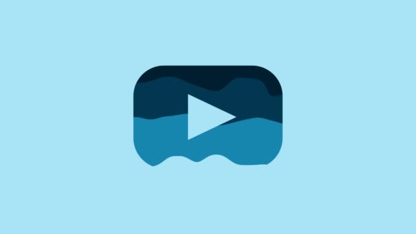 Blue Play icon isolated on blue background. 4K Video motion graphic animation. - Felvétel, videó