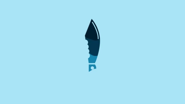 Ікона блакитного військового ножа ізольована на синьому тлі. 4K Відеографічна анімація. - Кадри, відео