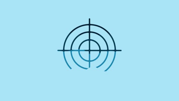 Blue Target urheilu kuvaamiseen kilpailun kuvaketta eristetty sinisellä pohjalla. Puhdas kohde ampumaradalla tai ampumaetäisyydellä. 4K Video motion graafinen animaatio. - Materiaali, video