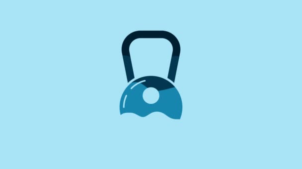 Blue Kettlebell icon isolated on blue background. 4K Video motion graphic animation. - Πλάνα, βίντεο