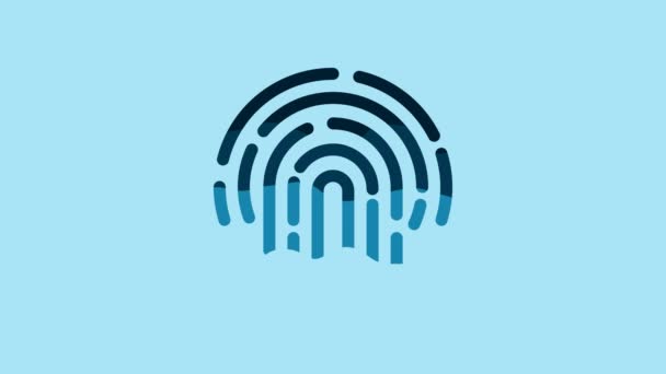 Blue Fingerprint icon isolated on blue background. ID app icon. Identification sign. Touch id. 4K Video motion graphic animation. - Séquence, vidéo