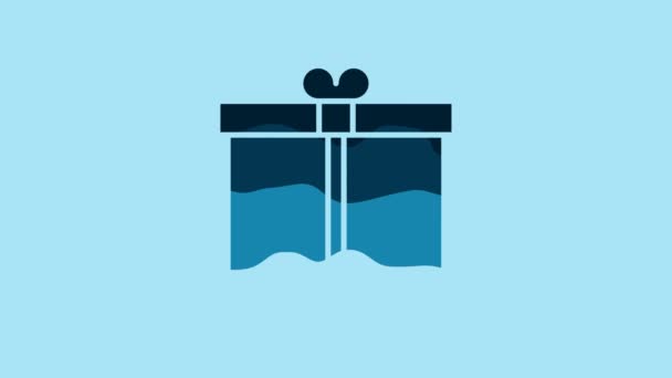 Blue Gift box icon isolated on blue background. 4K Video motion graphic animation. - Záběry, video