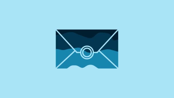 Blue Envelope icon isolated on blue background. Email message letter symbol. 4K Video motion graphic animation. - Materiał filmowy, wideo