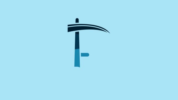 Blue Scythe icon isolated on blue background. Happy Halloween party. 4K Video motion graphic animation. - Materiał filmowy, wideo