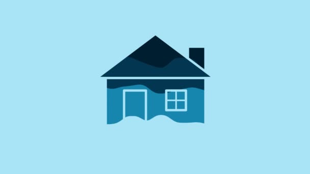 Blue House icon isolated on blue background. Home symbol. 4K Video motion graphic animation. - Filmagem, Vídeo