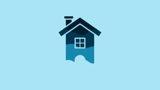 Значок Синий Дом изолирован на синем фоне. Домашний символ Видеографическая анимация 4K. - Кадры, видео
