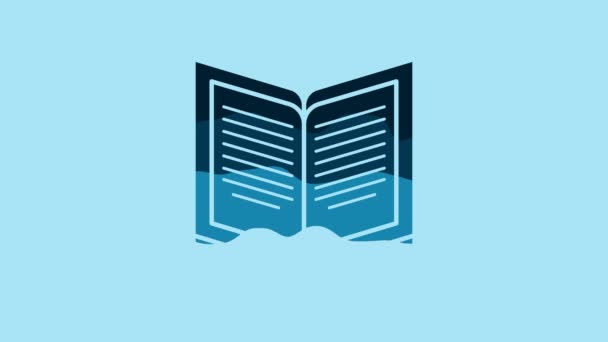 Blue Open book icon isolated on blue background. 4K Video motion graphic animation. - Imágenes, Vídeo