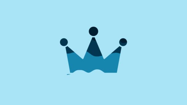 Blue Crown icon isolated on blue background. 4K Video motion graphic animation. - Кадры, видео