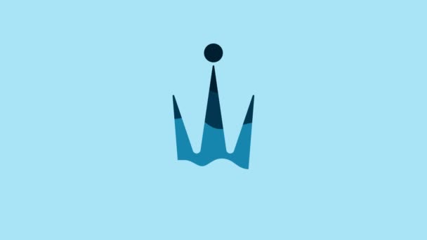 Blue Crown icon isolated on blue background. 4K Video motion graphic animation. - Metraje, vídeo