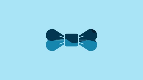 Blue Bow tie icon isolated on blue background. 4K Video motion graphic animation. - Felvétel, videó