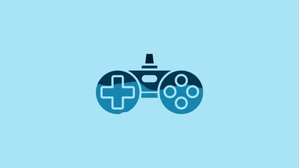 Blue Gamepad icon isolated on blue background. Game controller. 4K Video motion graphic animation. - Séquence, vidéo
