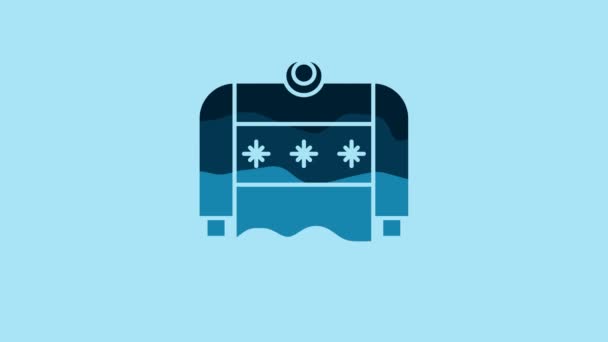 Синій різдвяний светр з північними орнаментами та іконою свят ізольований на синьому тлі. Вишитий зимовий стрибун. 4K Відеографічна анімація. - Кадри, відео