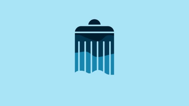 Blue Trash can icon isolated on blue background. Garbage bin sign. Recycle basket icon. Office trash icon. 4K Video motion graphic animation. - Materiał filmowy, wideo
