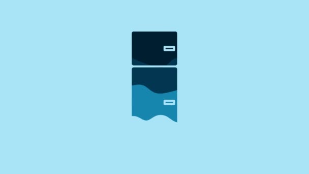 Blue Refrigerator icon isolated on blue background. Fridge freezer refrigerator. Household tech and appliances. 4K Video motion graphic animation. - Πλάνα, βίντεο