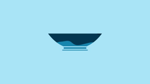 Blue Bowl icon isolated on blue background. 4K Video motion graphic animation. - Metraje, vídeo