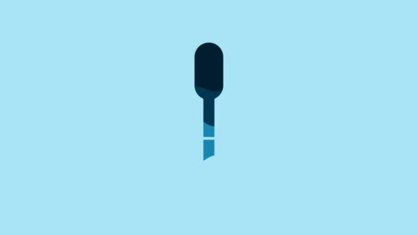 Blue Spoon icon isolated on blue background. Cooking utensil. Cutlery sign. 4K Video motion graphic animation. - Materiał filmowy, wideo
