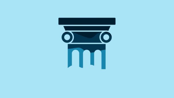 Blue Law pillar icon isolated on blue background. 4K Video motion graphic animation. - Imágenes, Vídeo