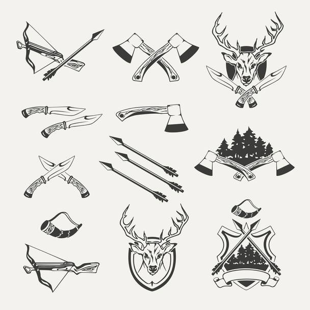 Набір полювання на емблеми, значки, етикетки та елементи дизайну
 - Вектор, зображення