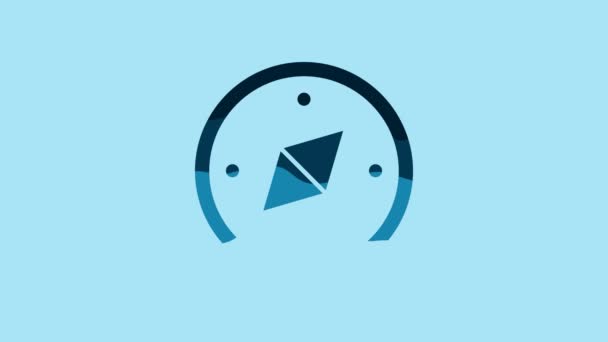 Blue Compass icon isolated on blue background. Windrose navigation symbol. Wind rose sign. 4K Video motion graphic animation. - Metraje, vídeo