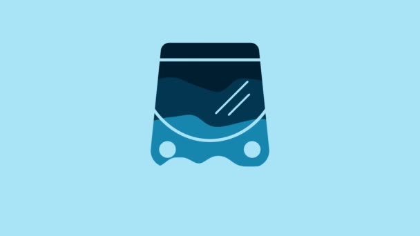 Blue Tram and railway icon isolated on blue background. Public transportation symbol. 4K Video motion graphic animation. - Záběry, video