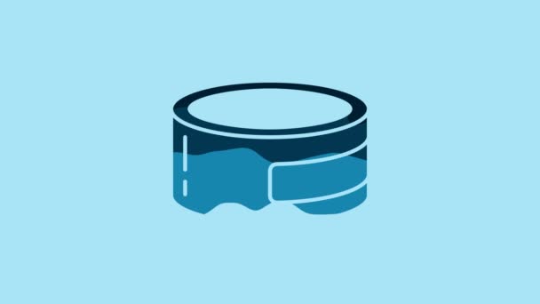 Blue Canned food icon isolated on blue background. Food for animals. Pet food can. 4K Video motion graphic animation. - Кадры, видео