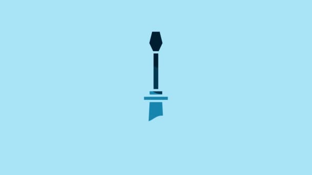 Blue Screwdriver icon isolated on blue background. Service tool symbol. 4K Video motion graphic animation. - Filmati, video