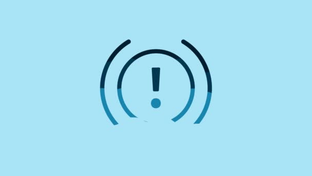 Blue Brake system warning icon isolated on blue background. Exclamation mark in the car. Dashboard attention sign. 4K Video motion graphic animation. - Πλάνα, βίντεο